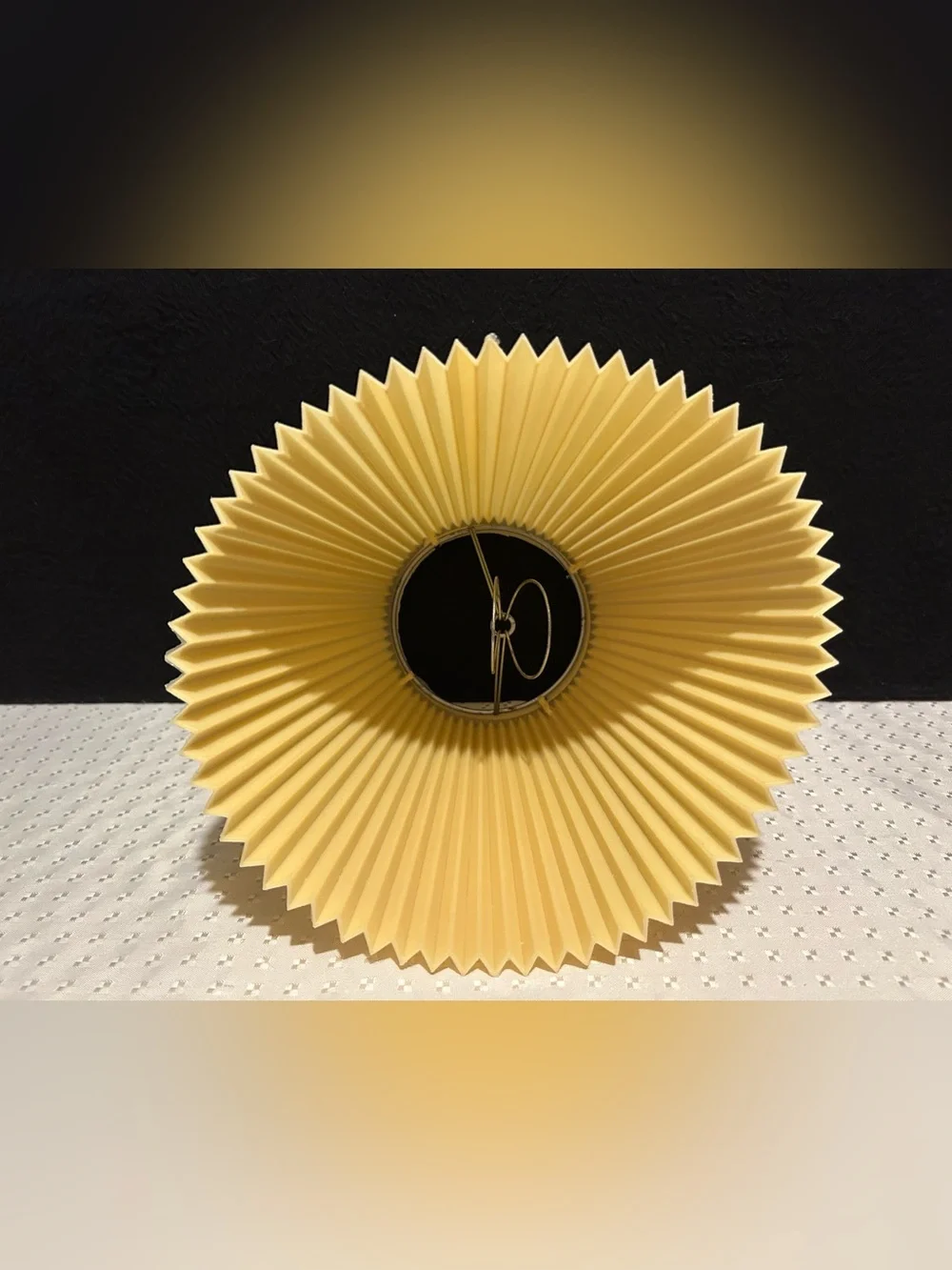 Vintage Light Creamy Yellow Hard Plastic Accordian Pleated Lampshade